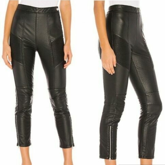 Free People White Faux Leather High Rise Ankle Zip Moto Pants NWT - Picture 3 of 15